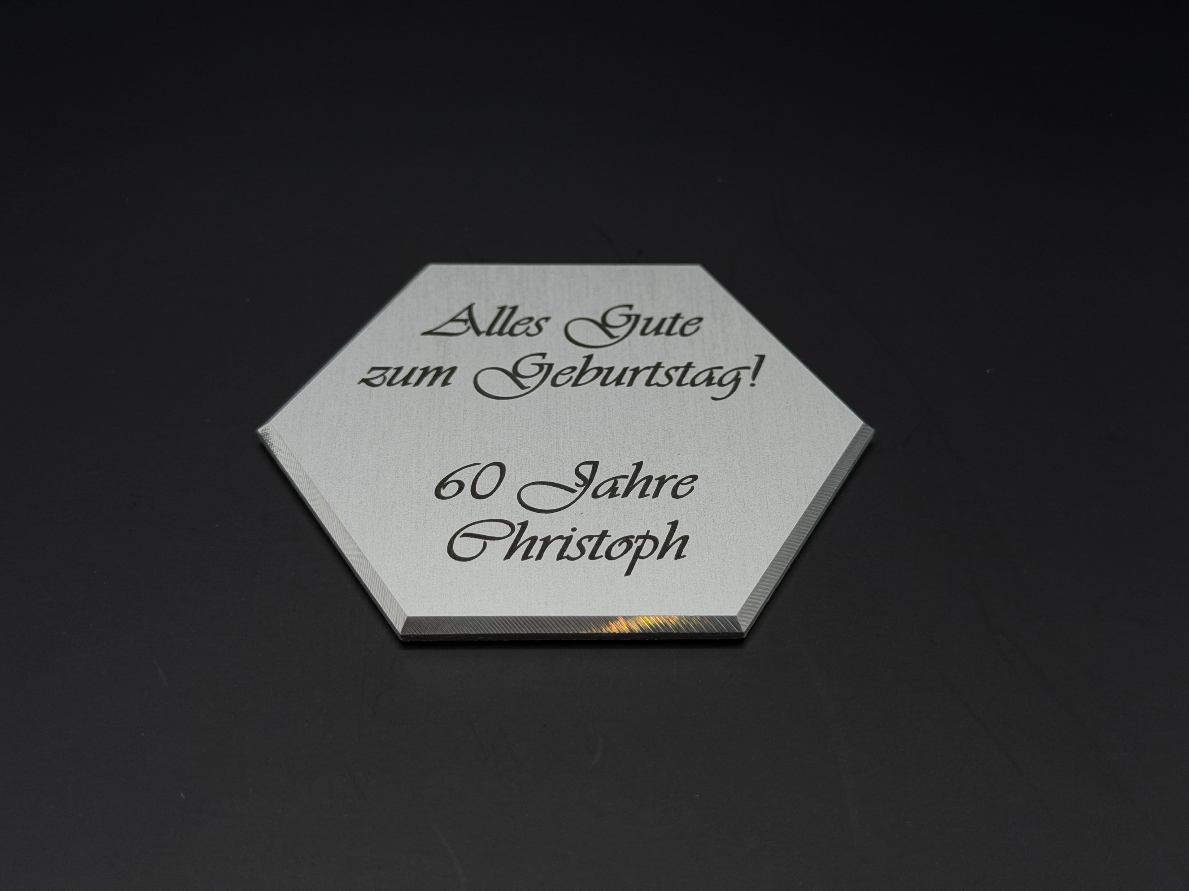 Angefasste Aluplakette